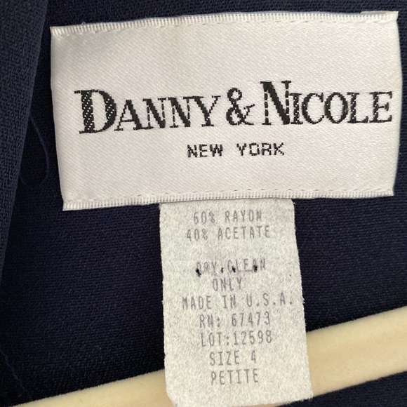 Vintage Danny & Nicole New York Navy w/ Lime Green Dress Petite 4 - Picture 4 of 7